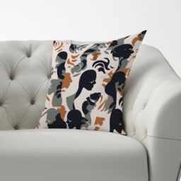 Warren Reed - Designer Abstract Grey Brown Silhouette Cushions - Size: 60 cm x 60 cm - thumbnail 2