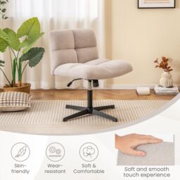 Costway Armless Home Office Chair Swivel Desk Chair Height Adjustable Task Vanity Chair in Grey - thumbnail 5