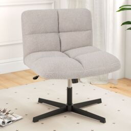 Costway Armless Home Office Chair Swivel Desk Chair Height Adjustable Task Vanity Chair in Grey - thumbnail 3