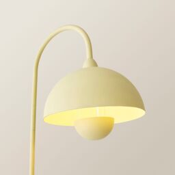 ValueLights Tilly Pastel Arched Dome Shade Metal Floor Lamp with LED Bulb in Yellow - thumbnail 4