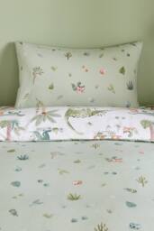 Catherine Lansfield 'Brushed Sleepy Saurus Dino' Cotton Reversible Duvet Cover Set in Cream - Size: Single - thumbnail 4