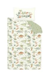 Catherine Lansfield 'Brushed Sleepy Saurus Dino' Cotton Reversible Duvet Cover Set in Cream - Size: Single - thumbnail 6