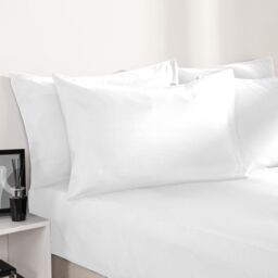 OHS Plain Bed Sheet Microfibre Deep Fitted Soft in White - Size: Double - thumbnail 5