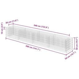 Berkfield Home Durable Gabion Raised Bed Galvanised Steel 360x50x50 cm in Silver - Size: 360 x 50 x 50 cm - thumbnail 8