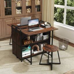 SPETLEK Space Saving Writing Table with Stool in Brown - Size: 0.6m2 - thumbnail 7