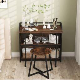 SPETLEK Space Saving Writing Table with Stool in Brown - Size: 0.6m2 - thumbnail 3