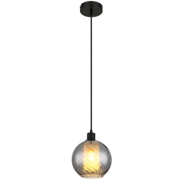 Netlighting Ulf Dome Pendant Matt Black Ball Smoke Glass Shade 1x E27 - image 1