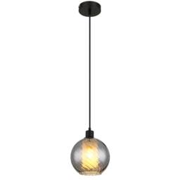 Netlighting Ulf Dome Pendant Matt Black Ball Smoke Glass Shade 1x E27 - thumbnail 1