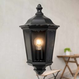 First Choice Lighting Set of 2 Sienna - Black IP44 Outdoor Half Lantern Wall Lights - thumbnail 4