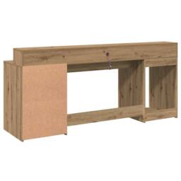 Berkfield Home Soft Desk with LED Lights Artisian Oak 200x55x91 cm Engineered Wood in Brown - Size: 200 x 55 x 91 cm - thumbnail 8