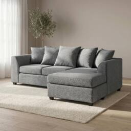 Abakus Direct Harriet Relaxed Linen Right Facing Corner Sofa with Chaise & Cushions in Charcoal - thumbnail 7