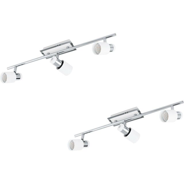 Loops 2 PACK Wall 3 Spot Light Colour Chrome Plated & White Steel GU10 3x5W Included - image 1