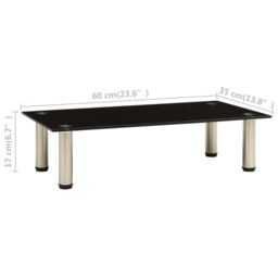 Berkfield Home TV Stand Black 60x35x17 cm Tempered Glass - Size: 60 x 35 x 17 cm - thumbnail 5