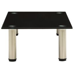 Berkfield Home TV Stand Black 60x35x17 cm Tempered Glass - Size: 60 x 35 x 17 cm - thumbnail 3