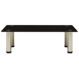 Berkfield Home TV Stand Black 60x35x17 cm Tempered Glass - Size: 60 x 35 x 17 cm - thumbnail 2
