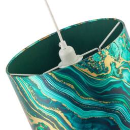 Happy Homewares Modern Green & Gold Satin Fabric Lamp Shade with Wavy Marble Design - Size: 12 inches - thumbnail 3