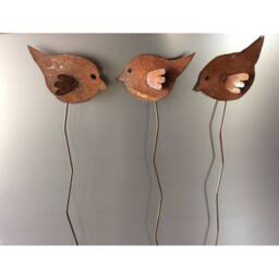 Poppyforge 3 Birds on A Stake (Set of 3) - Traditional Forge Hand Made in Copper - thumbnail 1