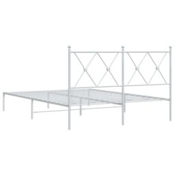Berkfield Home Metal Bed Frame without Mattress with Headboard White 135x190cm - Size: 135x190 cm - thumbnail 6