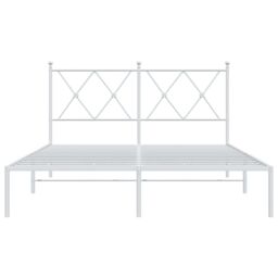Berkfield Home Metal Bed Frame without Mattress with Headboard White 135x190cm - Size: 135x190 cm - thumbnail 4