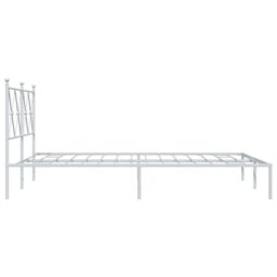 Berkfield Home Metal Bed Frame without Mattress with Headboard White 135x190cm - Size: 135x190 cm - thumbnail 5