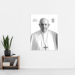 "Artery8 Pope Francis Black & White Portrait Holy See Emblem Wall Art Poster Print in Light Grey - Size: W24"" x H32""" - thumbnail 4