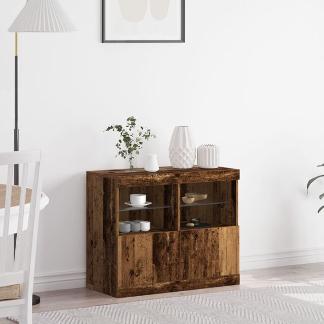 Berkfield Home Sideboard with LED Lights Old Wood 81x37x67 cm in Brown - Size: 81 x 37 x 67 cm - image 1