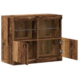 Berkfield Home Sideboard with LED Lights Old Wood 81x37x67 cm in Brown - Size: 81 x 37 x 67 cm - thumbnail 4