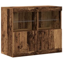 Berkfield Home Sideboard with LED Lights Old Wood 81x37x67 cm in Brown - Size: 81 x 37 x 67 cm - thumbnail 2
