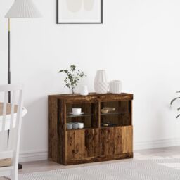 Berkfield Home Sideboard with LED Lights Old Wood 81x37x67 cm in Brown - Size: 81 x 37 x 67 cm - thumbnail 1