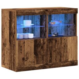 Berkfield Home Sideboard with LED Lights Old Wood 81x37x67 cm in Brown - Size: 81 x 37 x 67 cm - thumbnail 3