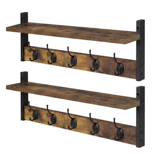 Kelvenix Coat Rack Wall Mounted Wooden in Brown - Size: 0.6m2 - image 1