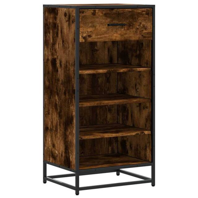 Berkfield Home Shoe Rack Smoked Oak 48x38x97.5 cm Engineered Wood in Brown - image 1