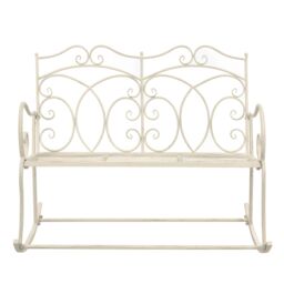 Berkfield Home Garden Bench 104 cm Iron Antique White - thumbnail 2