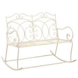 Berkfield Home Garden Bench 104 cm Iron Antique White - thumbnail 1