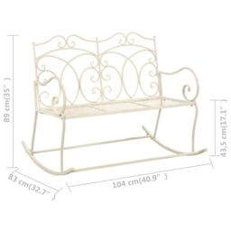 Berkfield Home Garden Bench 104 cm Iron Antique White - thumbnail 6