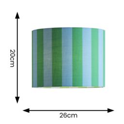 ValueLights Callie Colour Clash Blue & Green Stripe Drum Lamp Shade with Bulb - Size: Large - thumbnail 5