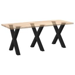 Berkfield Home Dining Table Legs X-Shaped 3 pcs Black 80x(72-73) cm Steel - thumbnail 8
