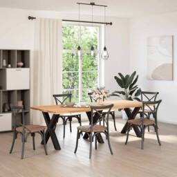 Berkfield Home Dining Table Legs X-Shaped 3 pcs Black 80x(72-73) cm Steel - thumbnail 1