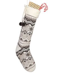Dibor Set of 4 Grey & White Fair Isle Zig Zag Xmas Gift Christmas Stocking - Size: 4 Pack - thumbnail 2