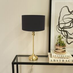 ValueLights Maggie Metal Candlestick Slim Table Lamp Base in Gold - thumbnail 2