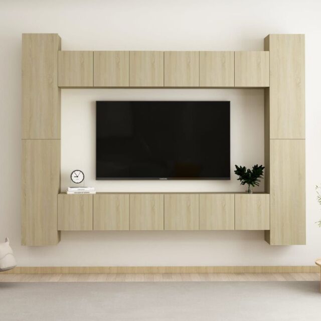 Berkfield Home 10 Piece TV Cabinet Set Sonoma Oak Engineered Wood in Brown - image 1