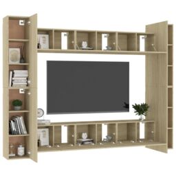 Berkfield Home 10 Piece TV Cabinet Set Sonoma Oak Engineered Wood in Brown - thumbnail 3