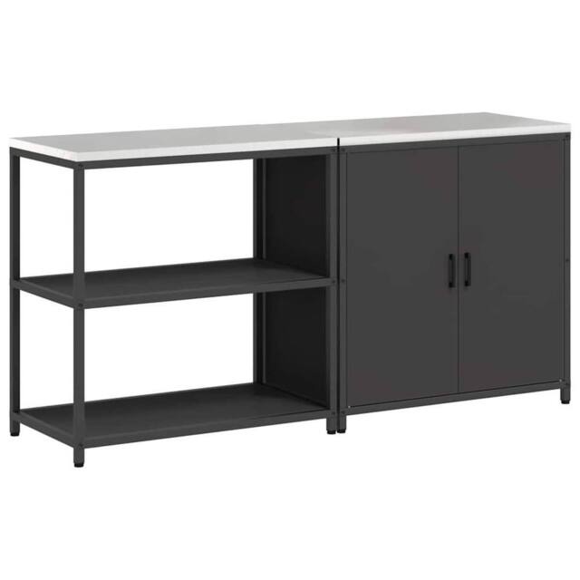 Berkfield Home with Shelf with Storage with Door Adjustable 2 pcs Black Cold-rol - image 1