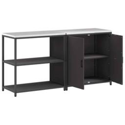 Berkfield Home with Shelf with Storage with Door Adjustable 2 pcs Black Cold-rol - thumbnail 8
