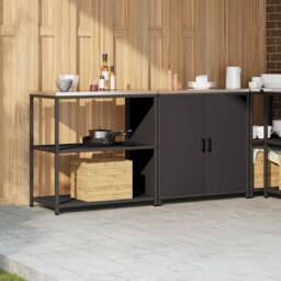 Berkfield Home with Shelf with Storage with Door Adjustable 2 pcs Black Cold-rol - thumbnail 4