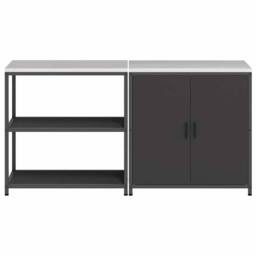 Berkfield Home with Shelf with Storage with Door Adjustable 2 pcs Black Cold-rol - thumbnail 9