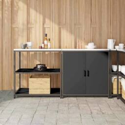 Berkfield Home with Shelf with Storage with Door Adjustable 2 pcs Black Cold-rol - thumbnail 2