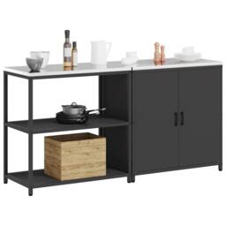 Berkfield Home with Shelf with Storage with Door Adjustable 2 pcs Black Cold-rol - thumbnail 3