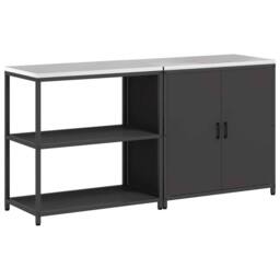 Berkfield Home with Shelf with Storage with Door Adjustable 2 pcs Black Cold-rol - thumbnail 1