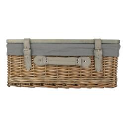 Red Hamper Antique Wash Grey Lined Willow Empty Picnic Basket with Pinewood Lid - Size: Medium - thumbnail 4